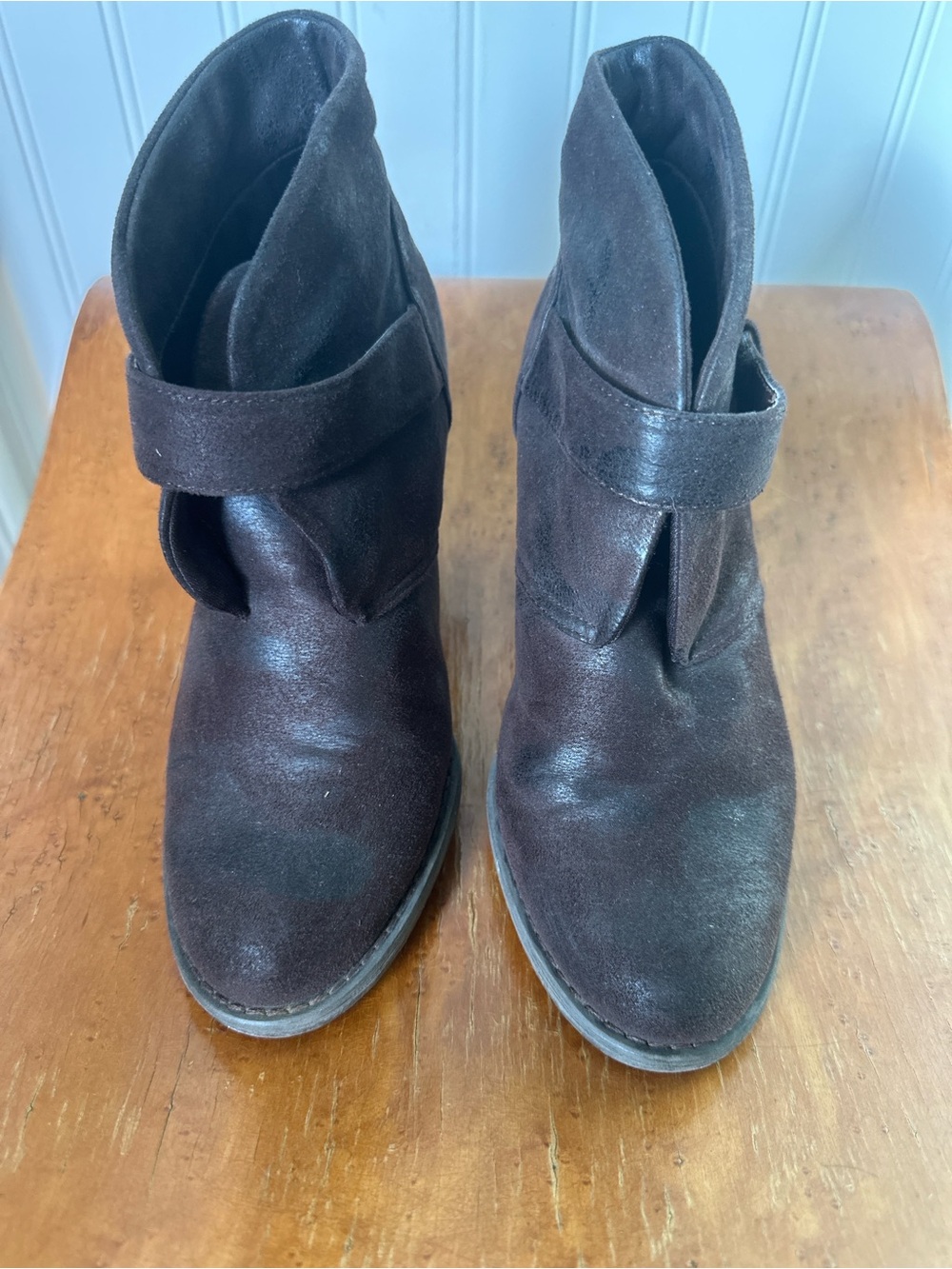Crown Vintage Brown Suede Fold-Over Ankle Booties